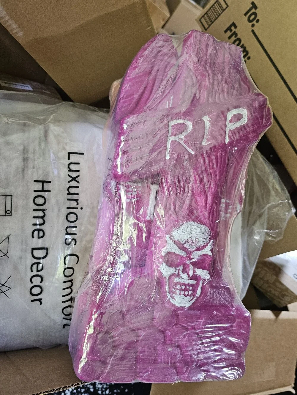 Halloween RIP Tombstone Yard Decor - Pink & Orange JOYIN 17” Halloween Foam